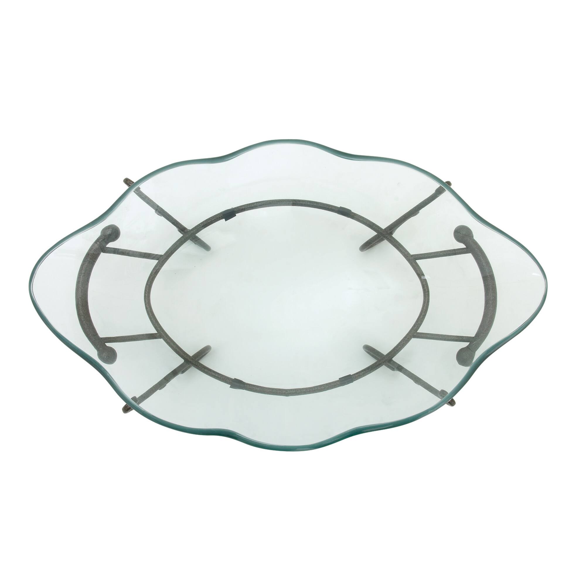 Copper Glass and Metal Traditional Serving Bowl, 9" x 23" x 14"